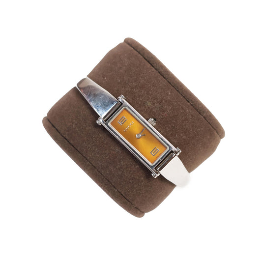 Vintage Silver 1500L Bangle Watch with Orange Face | GUCCI