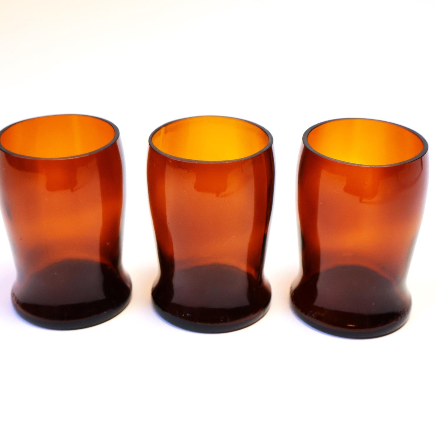 Vintage Dark Amber Glass Trio