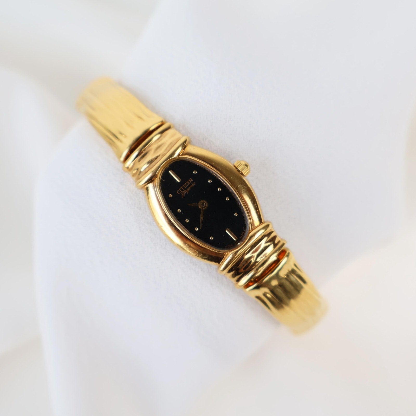 Vintage Black and Gold Citizen Cuff Watch