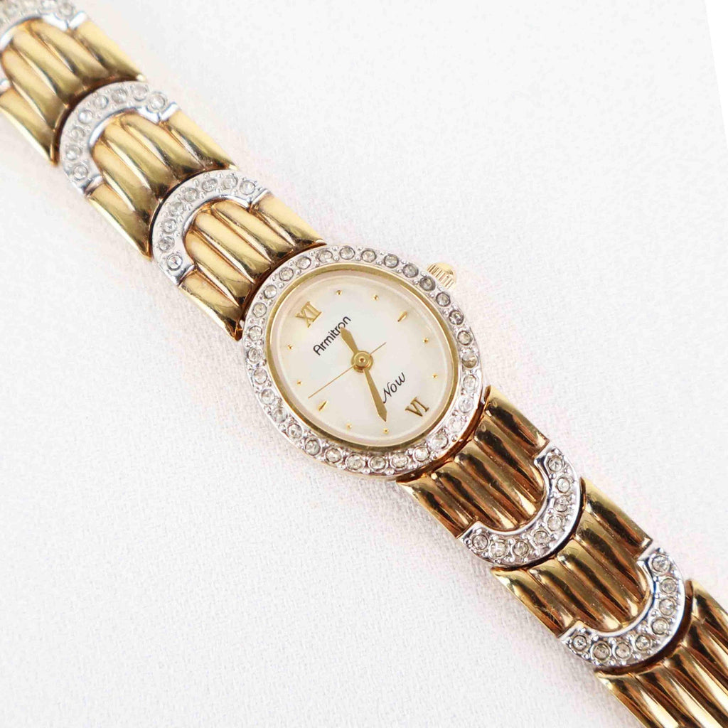 Vintage Armitron Oval Face Watch – Gold Tone Bracelet (Working Battery)