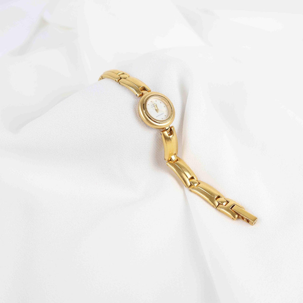 Vintage Anne Klein Round Face Watch – Gold Tone Chunky Style Bracelet (Working Battery)
