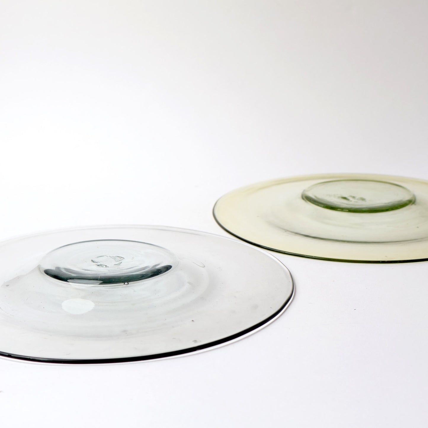 Vintage Clear Handblown Set of 2 Modernist Plates