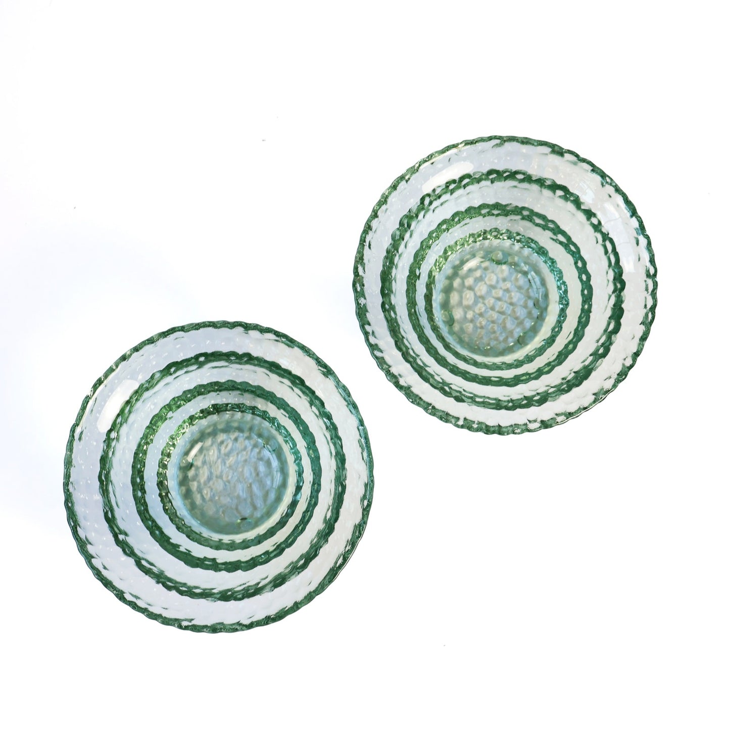 Vintage Textural Aqua Glass Bowls - Set of Two