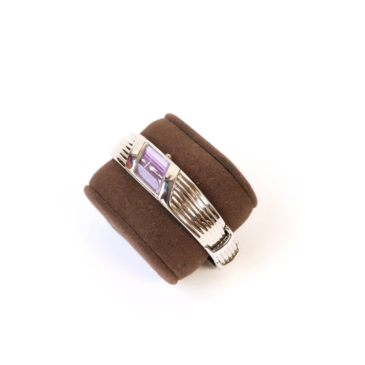 Vintage Silver Watch with Purple Face | SEIKO