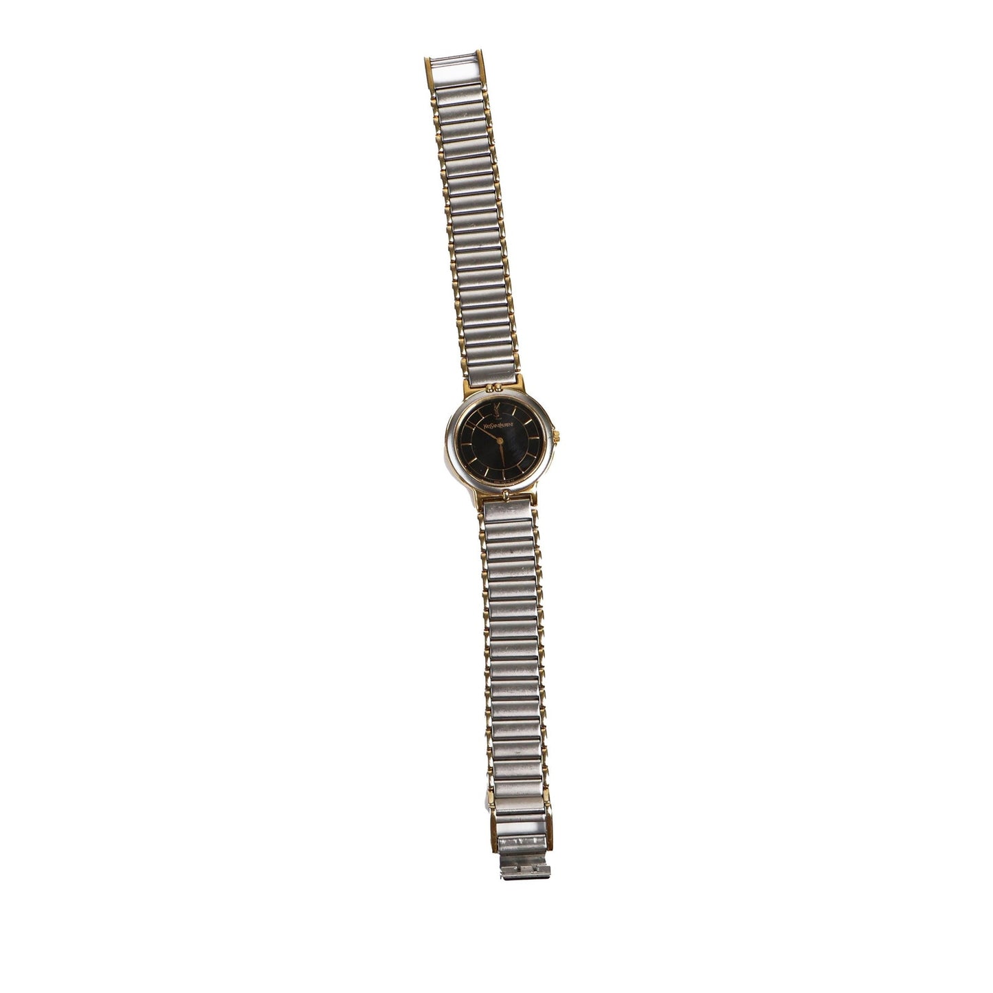 Vintage Two-Toned Watch with Black Face | Yves Saint Laurent