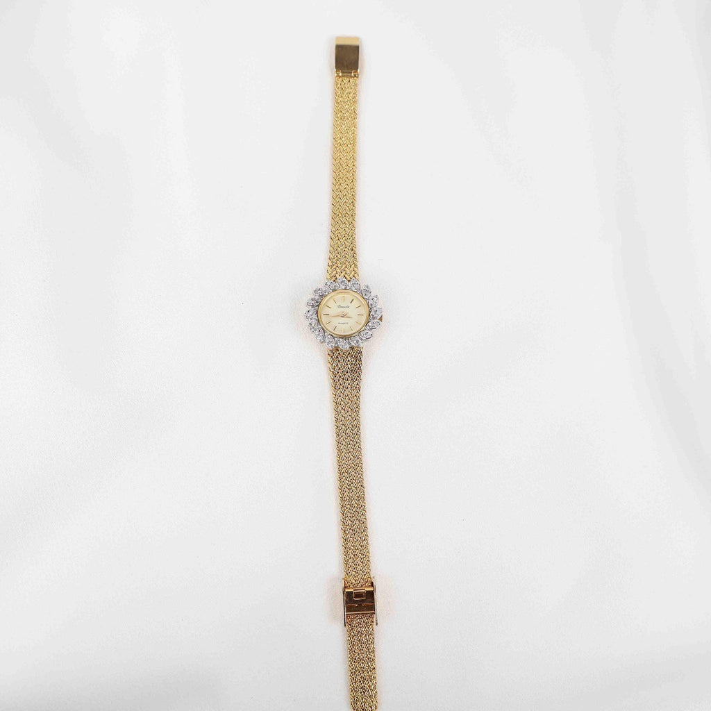 Vintage Deauville Circle Face Watch – Gold Tone Bracelet (Working Battery)