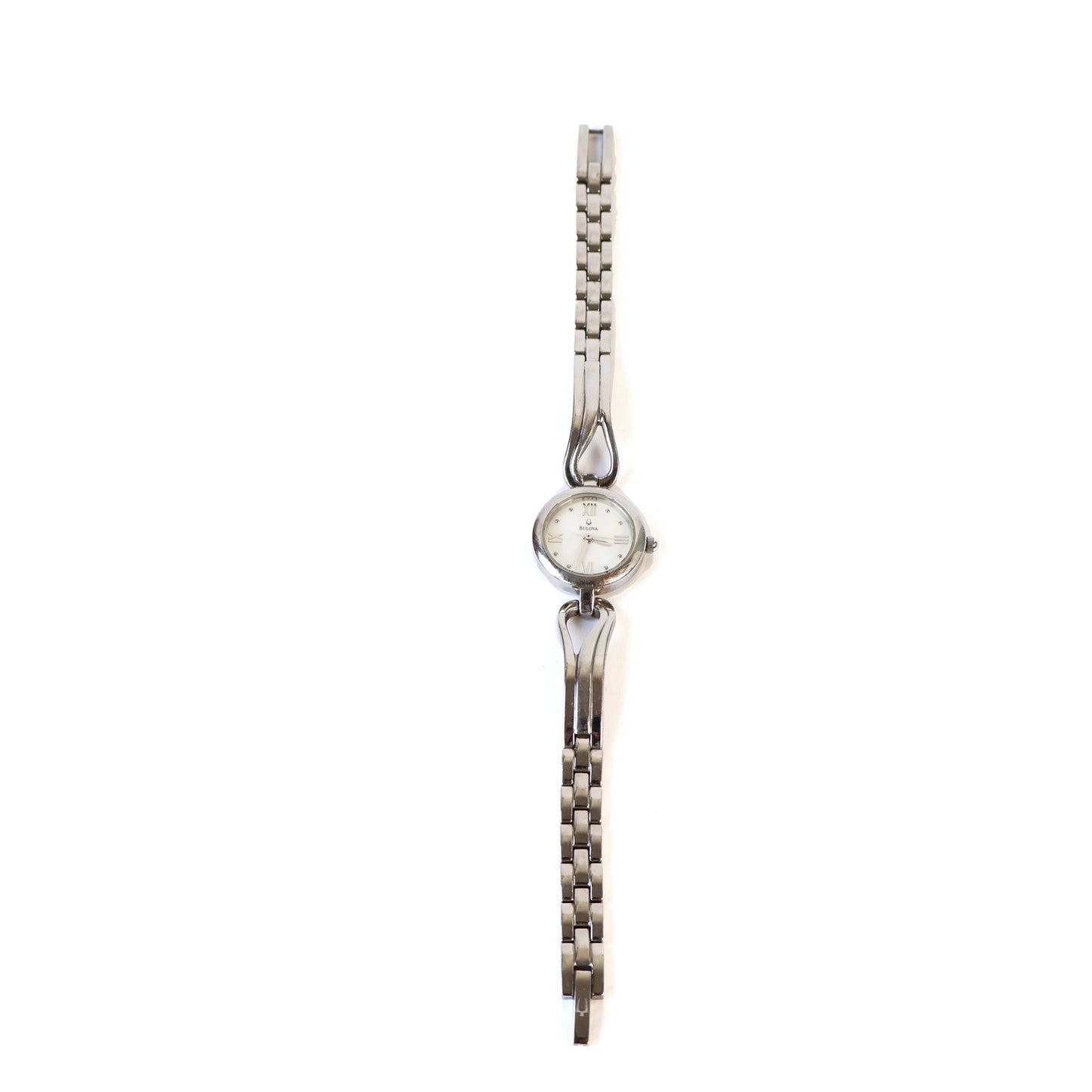 Vintage Silver Watch with White Round Face | BULOVA