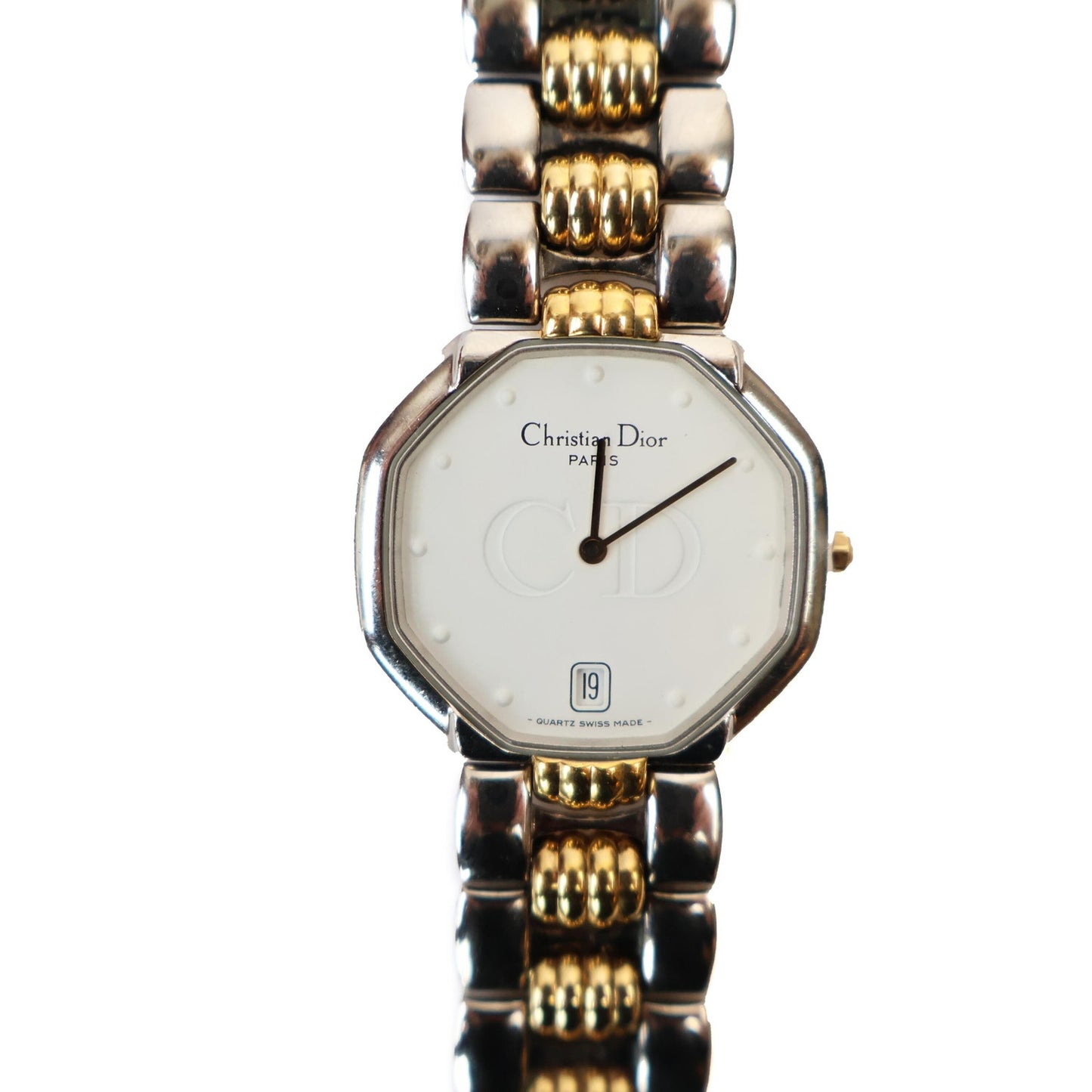 Vintage Two-Toned Watch with White Face | Christian Dior