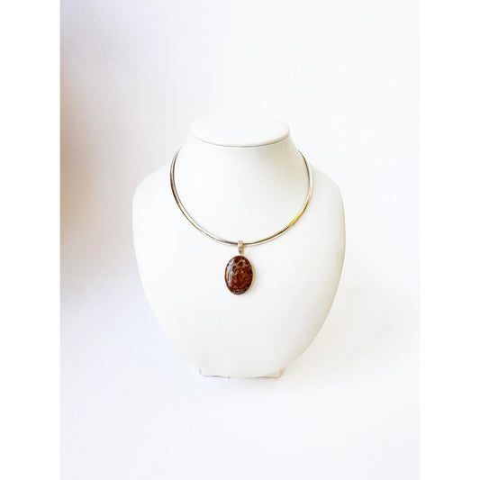 Red Orange Jasper Pendant With 925 Sterling Silver Pendant and Chain