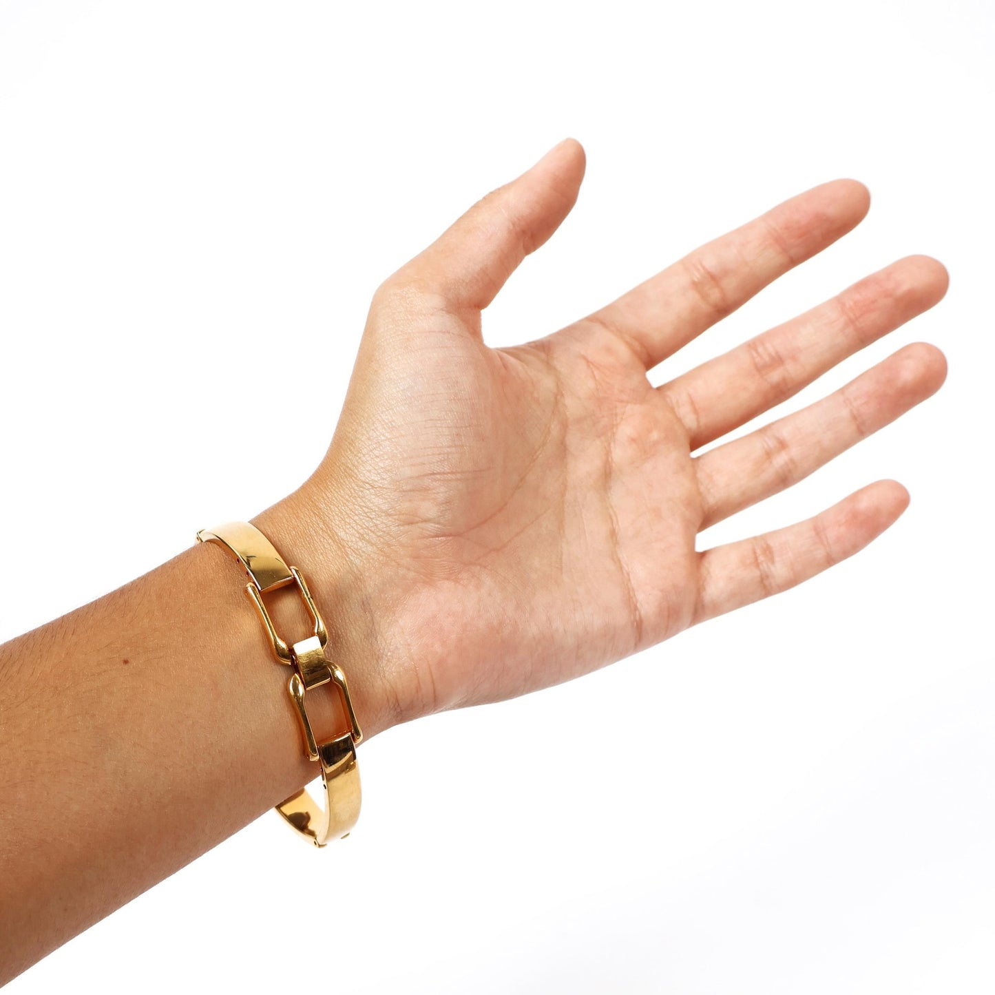 Vintage Gold Cuff Watch with White Round Face | PULSAR