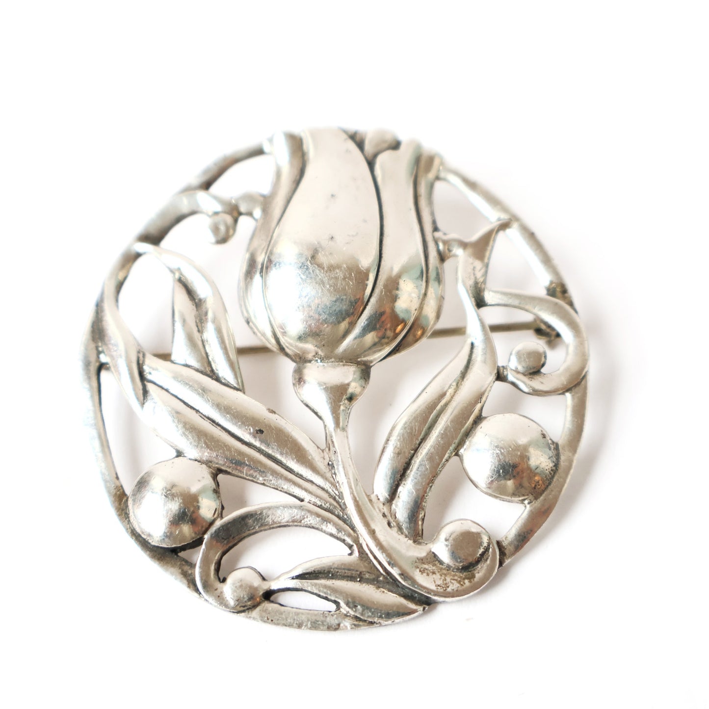 Vintage Tulip Sterling Silver Brooch