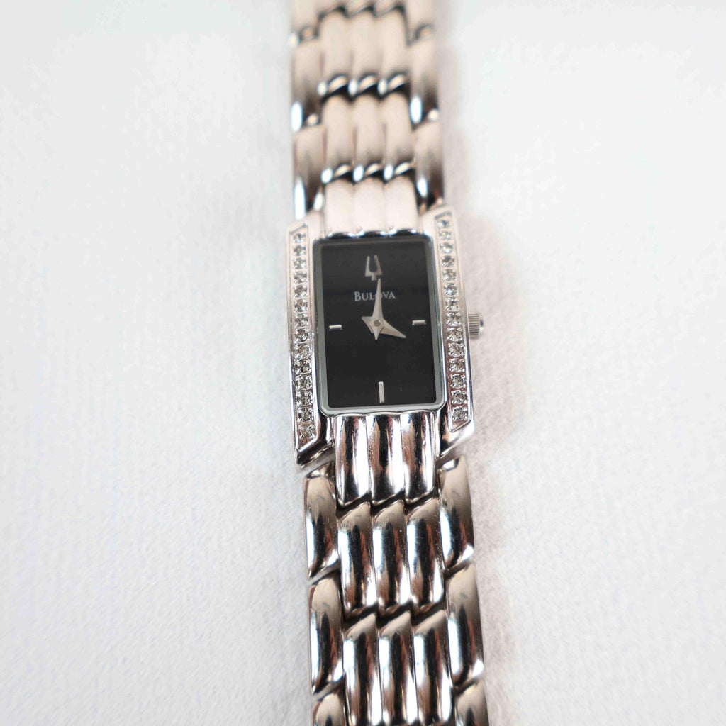 Vintage Silver Tone Bulova Watch with Rectangle Watch Face