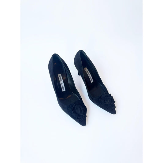 Vintage Black Suede Manolo Blahnik Heels | EU 35