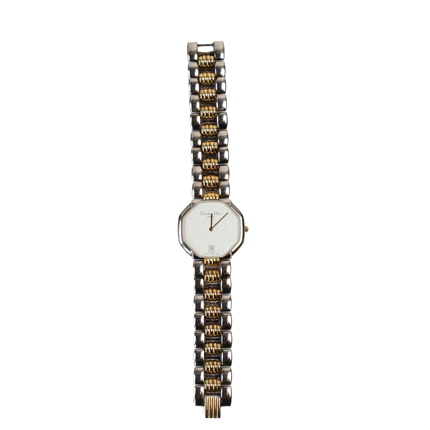 Vintage Two-Toned Watch with White Face | Christian Dior
