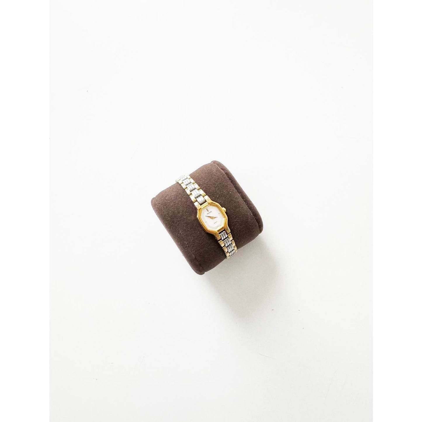 Vintage Two Tone Watch with Hexagon Face