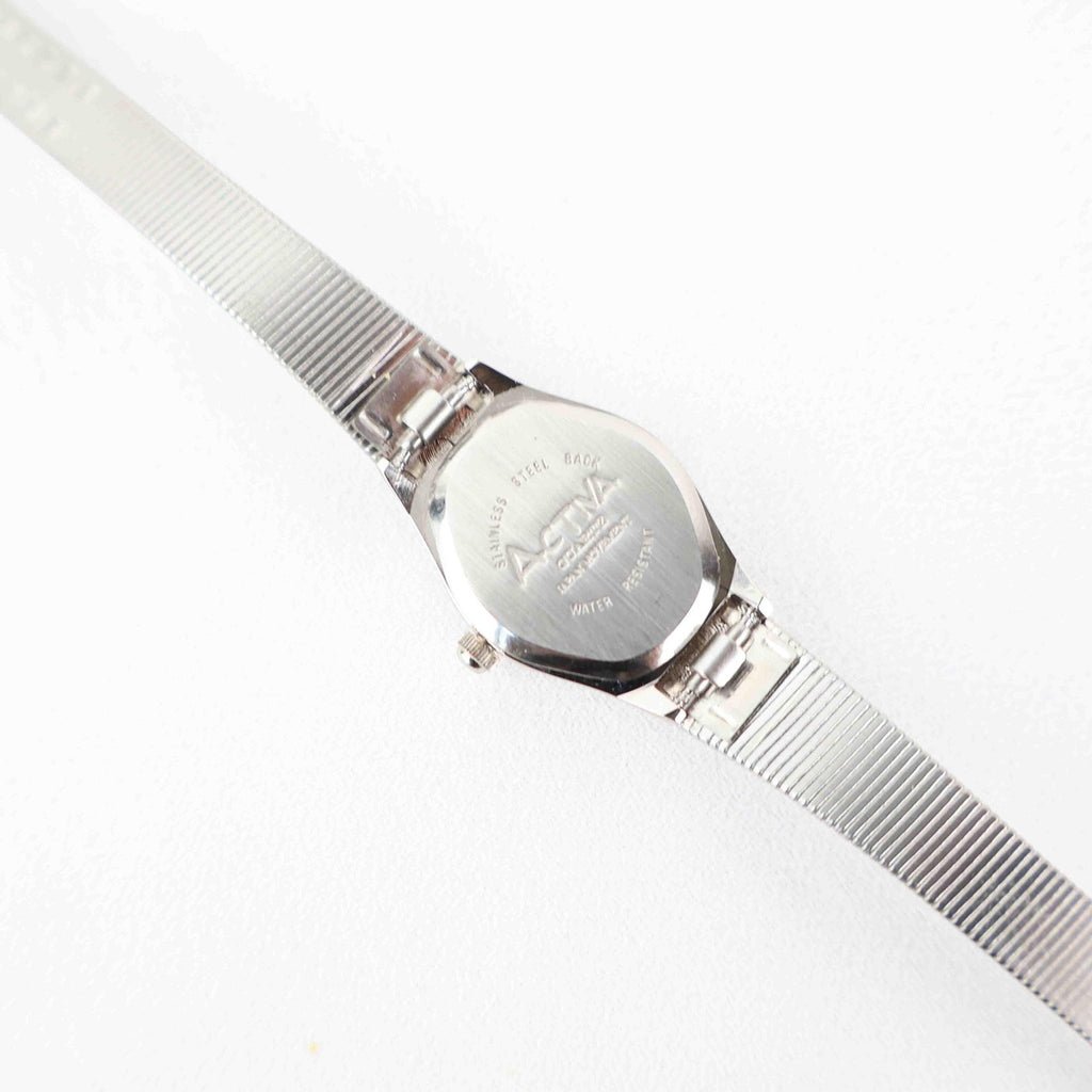 Vintage Activa Silver Tone Quartz Watch with Black Face