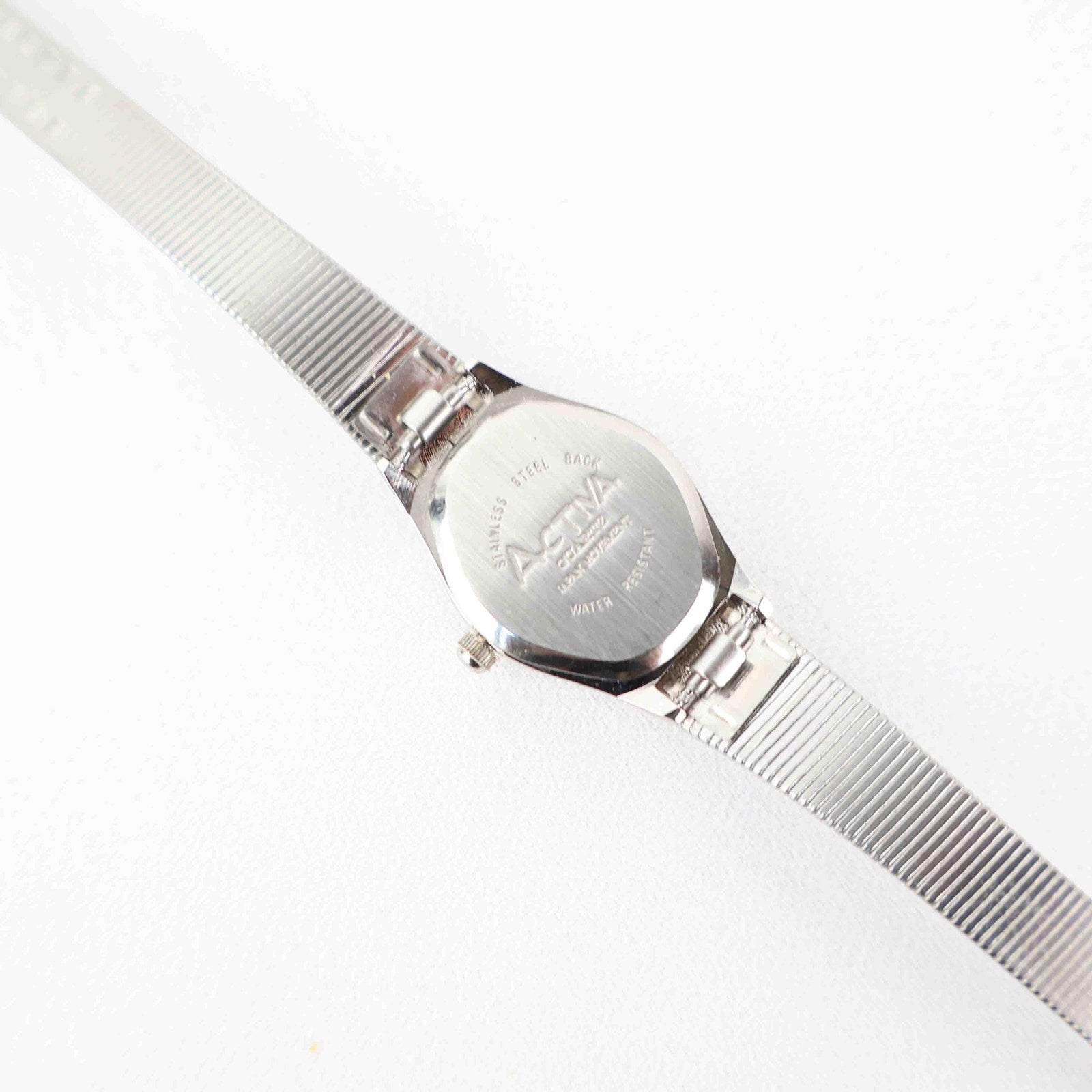 Vintage Activa Silver Tone Quartz Watch with Black Face