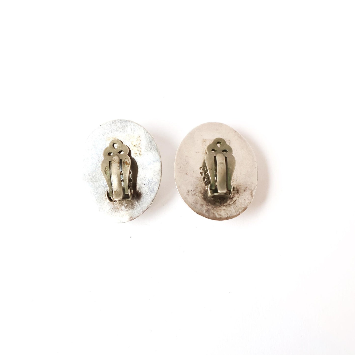 Vintage Chunky Sterling Silver Clip On Earrings