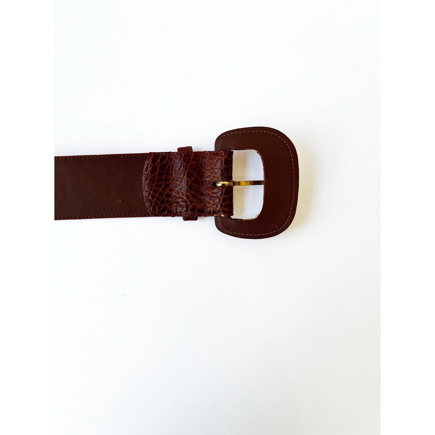 Vintage Brown Genuine Leather Alligator Texture Belt