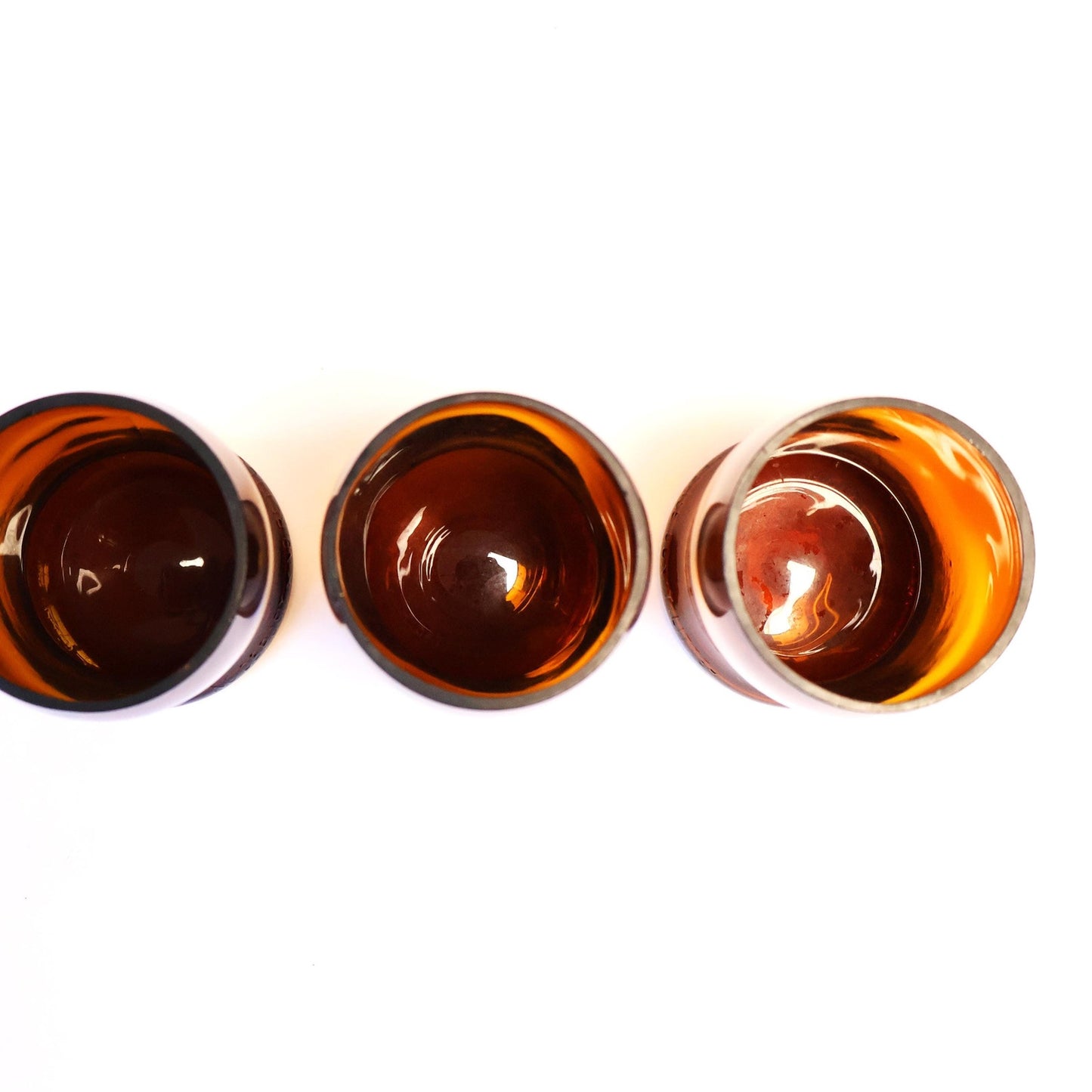 Vintage Dark Amber Glass Trio