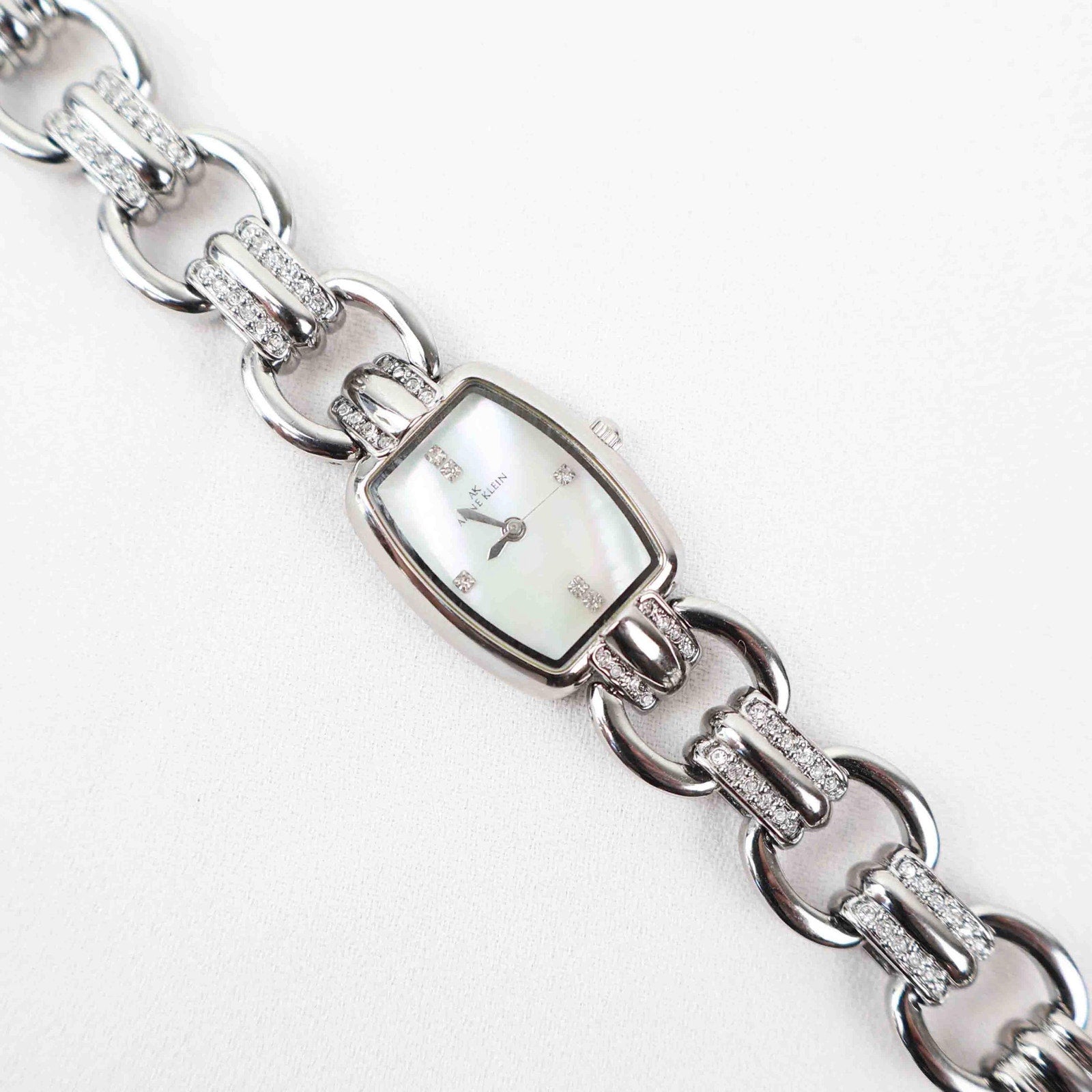 Vintage Anne Klein Rectangle Face Watch – Silver Tone Bracelet (Working Battery)