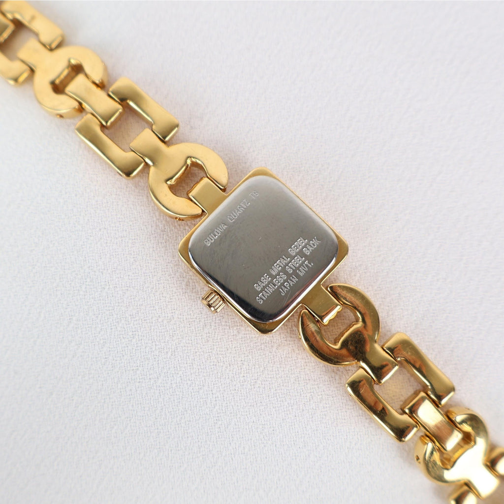 Stunning Vintage Gold Tone Bulova Watch with Square Face