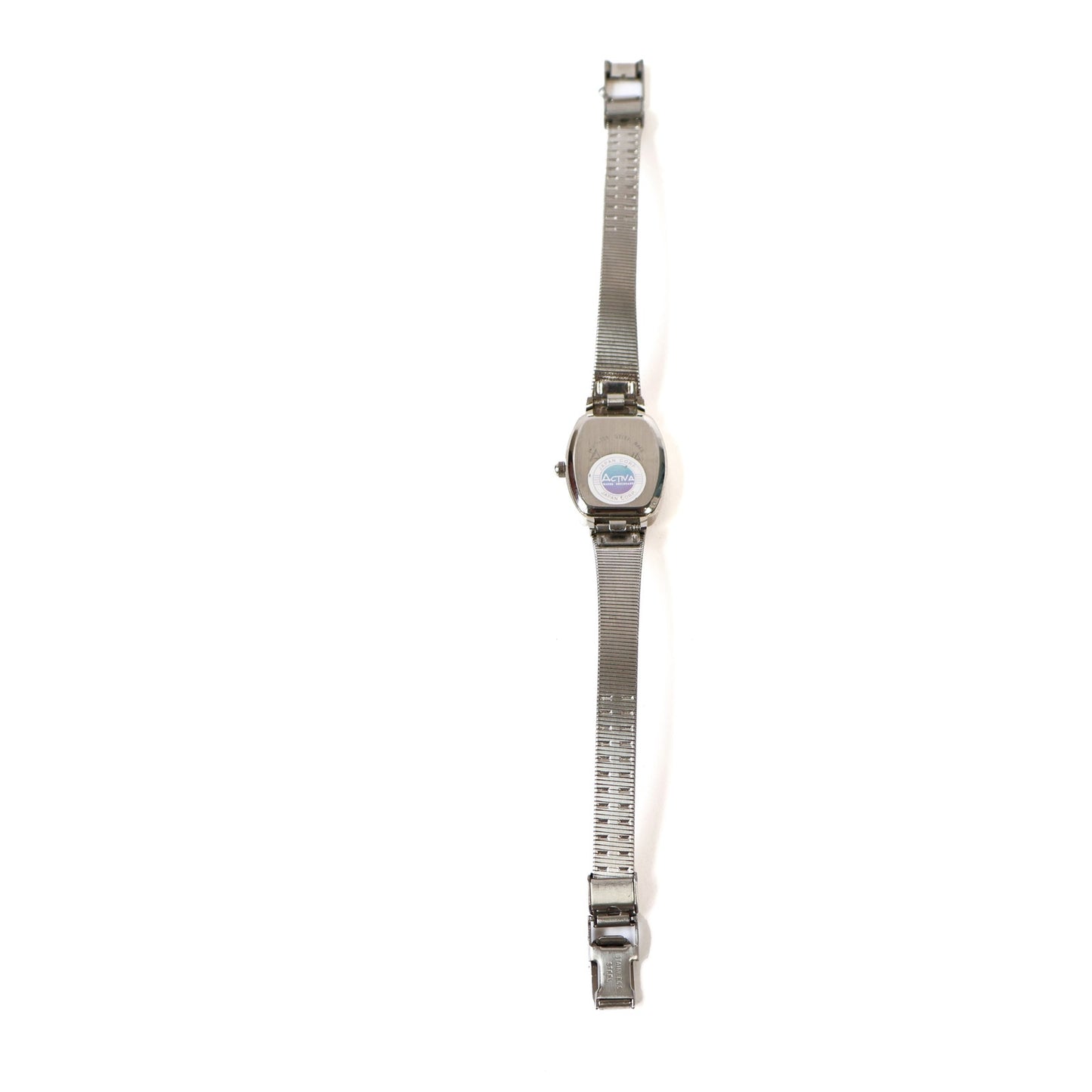 Vintage Silver Watch with Black "Rectangle" Face | ACTIVA