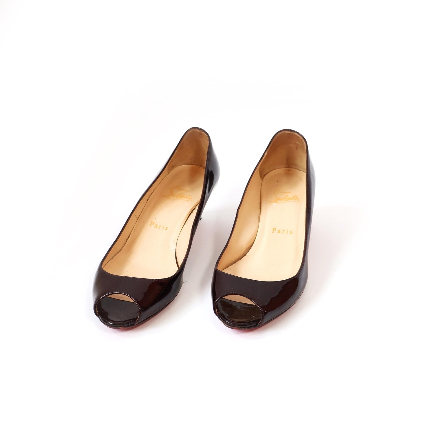 Vintage Black Peek-a-boo Louboutin Kitten Heels | EU 38