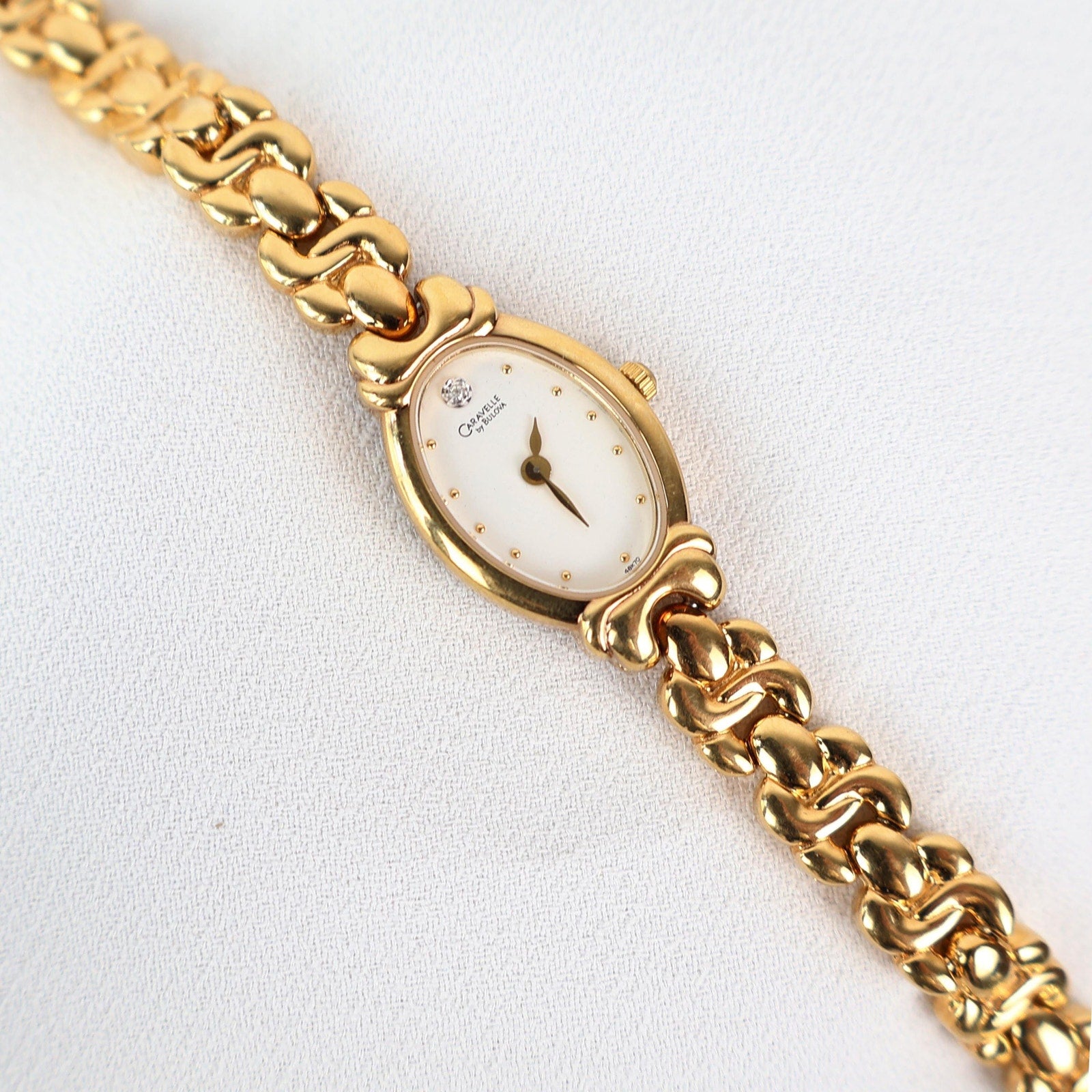 Vintage Gold Tone Caravelle by Bulova Watch with an Oval Face
