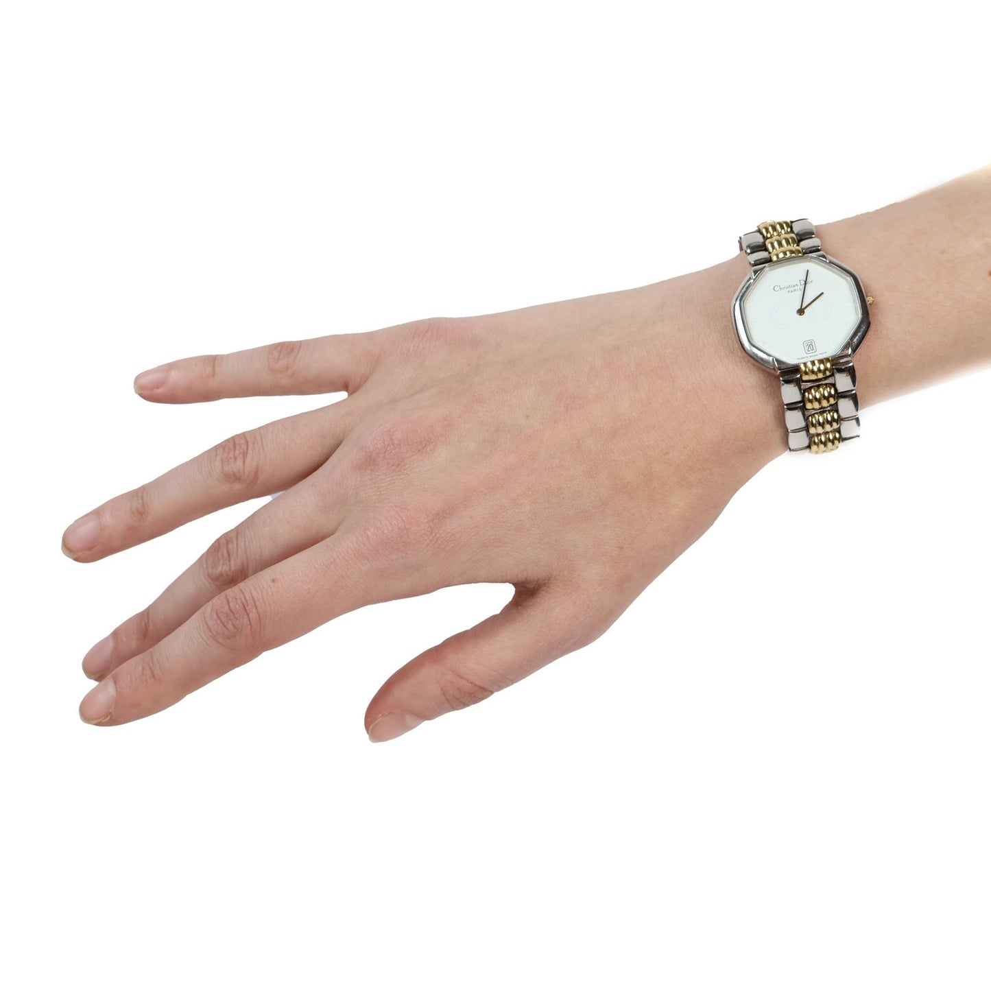 Vintage Two-Toned Watch with White Face | Christian Dior