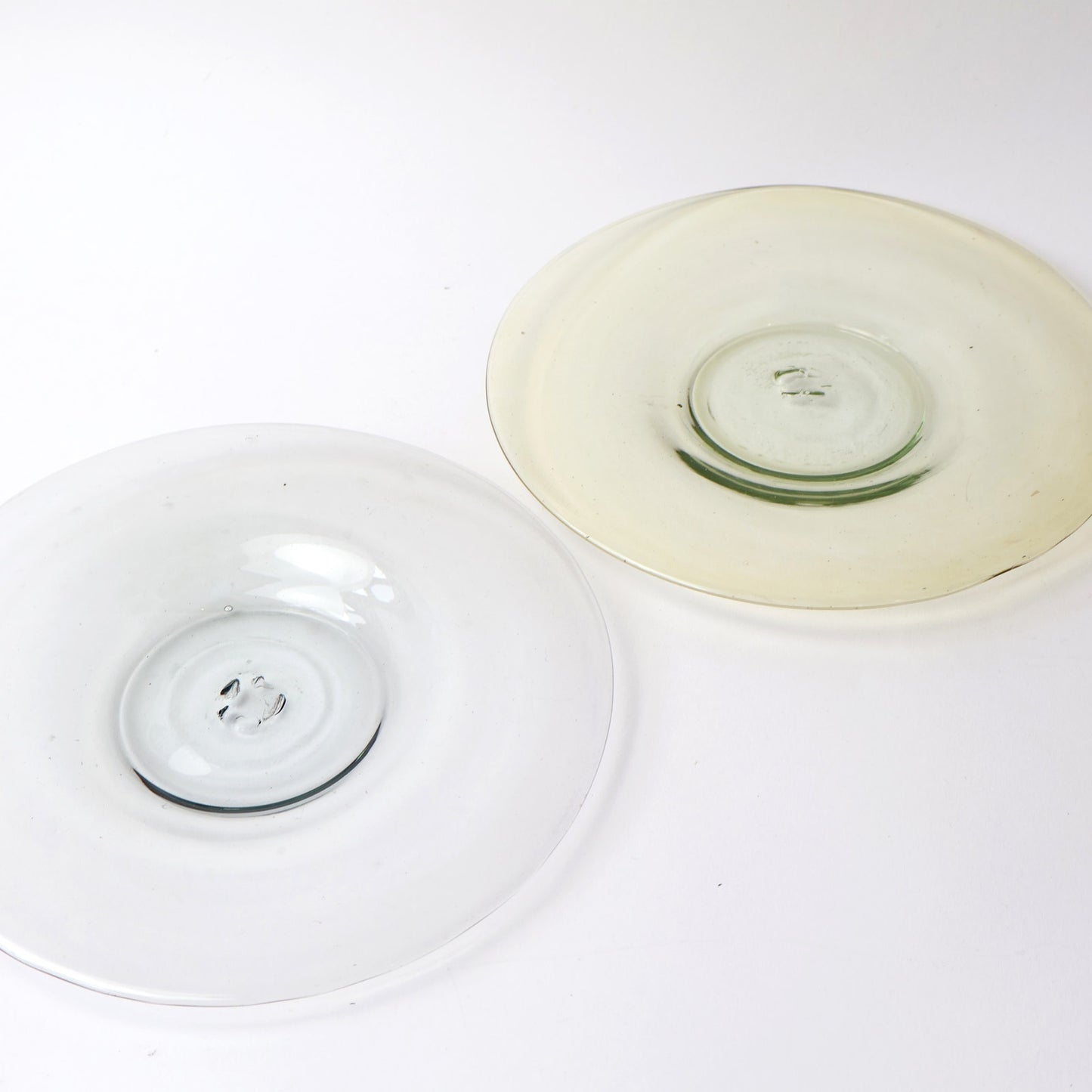 Vintage Clear Handblown Set of 2 Modernist Plates