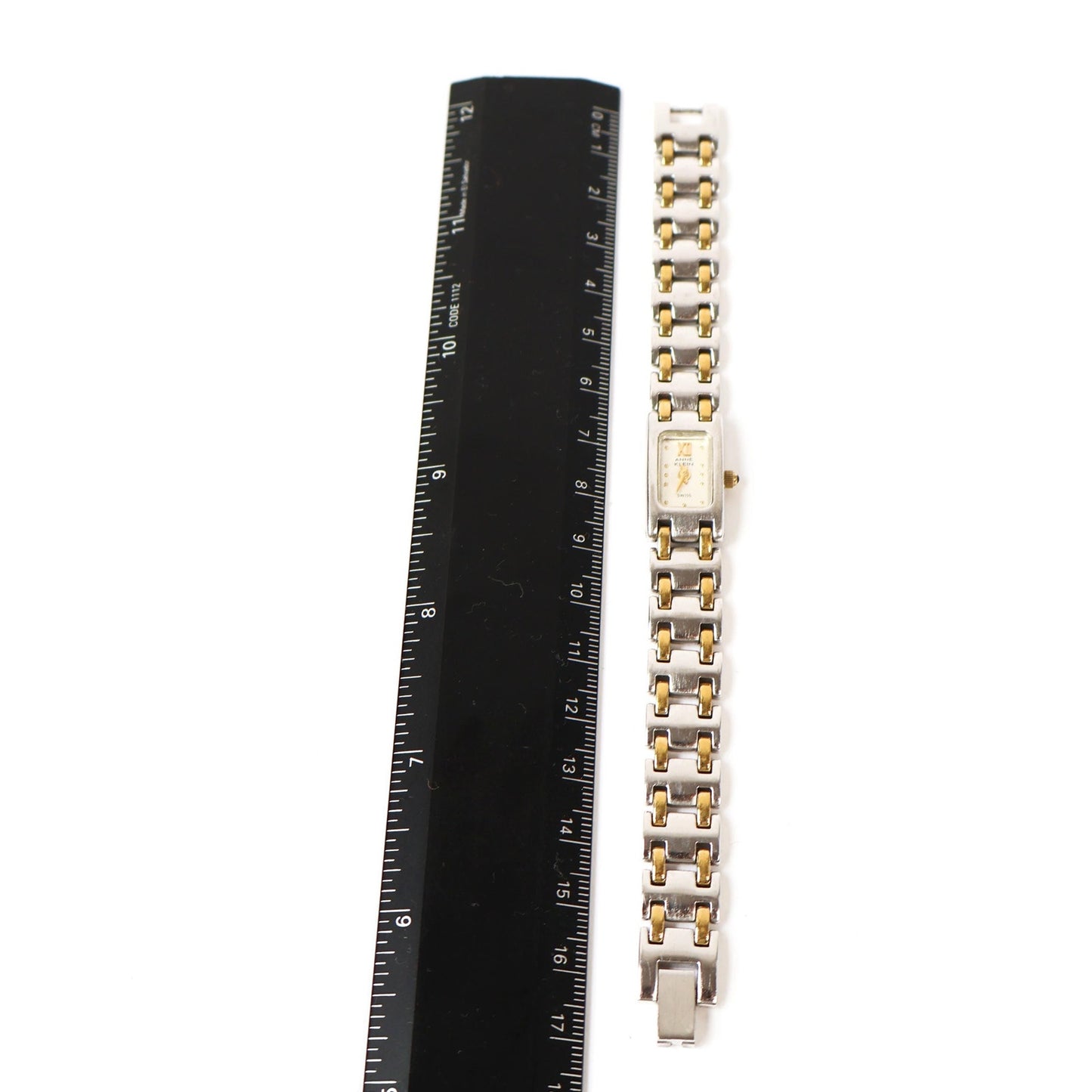Vintage Two-Toned Watch with Metallic Rectangle Face | ANNE KLEIN