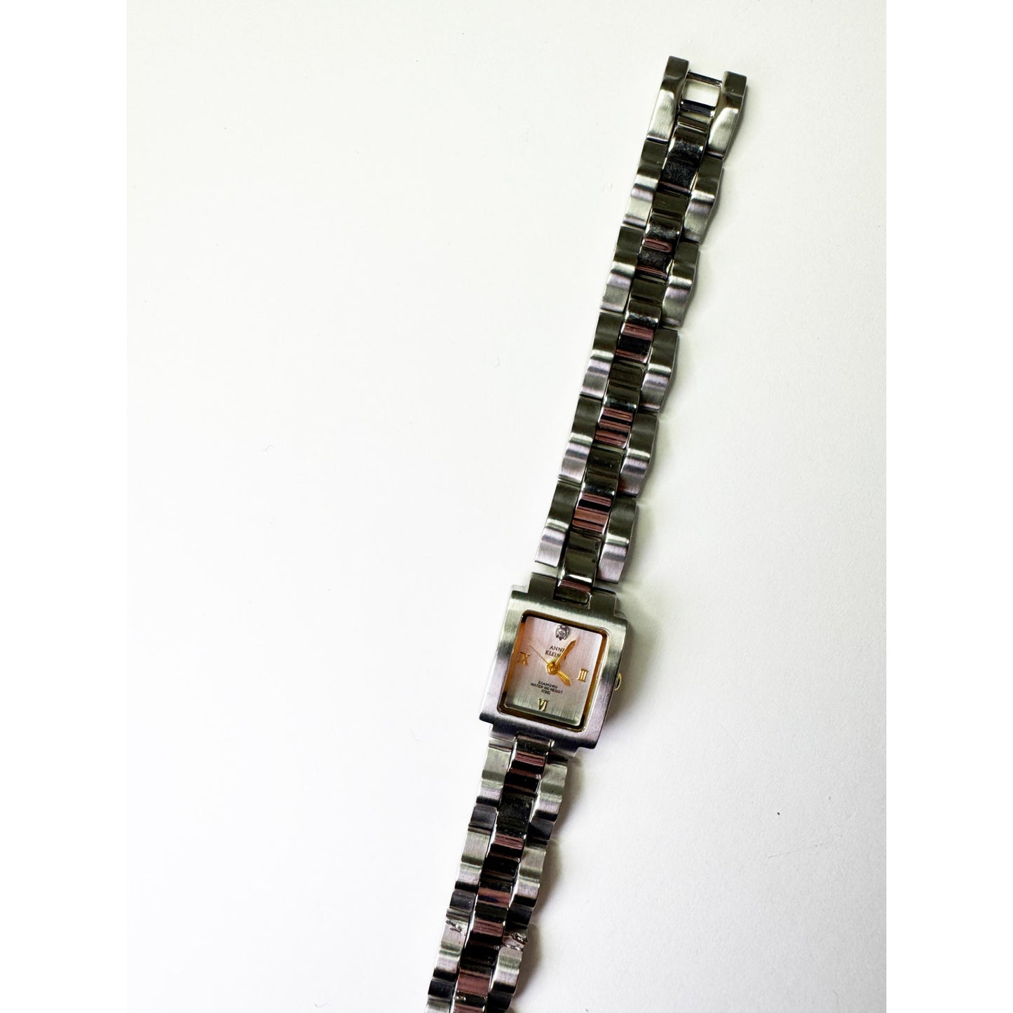 Vintage Two Tone Silver Watch with Square Face Details l Anne Klein
