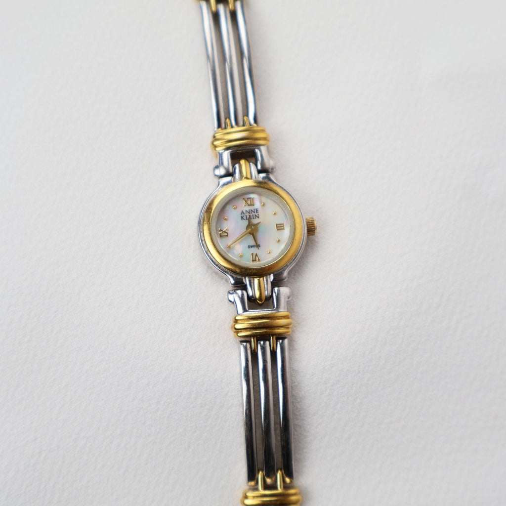 Vintage Anne Klein Two Tone Cocktail Watch with Opal Face