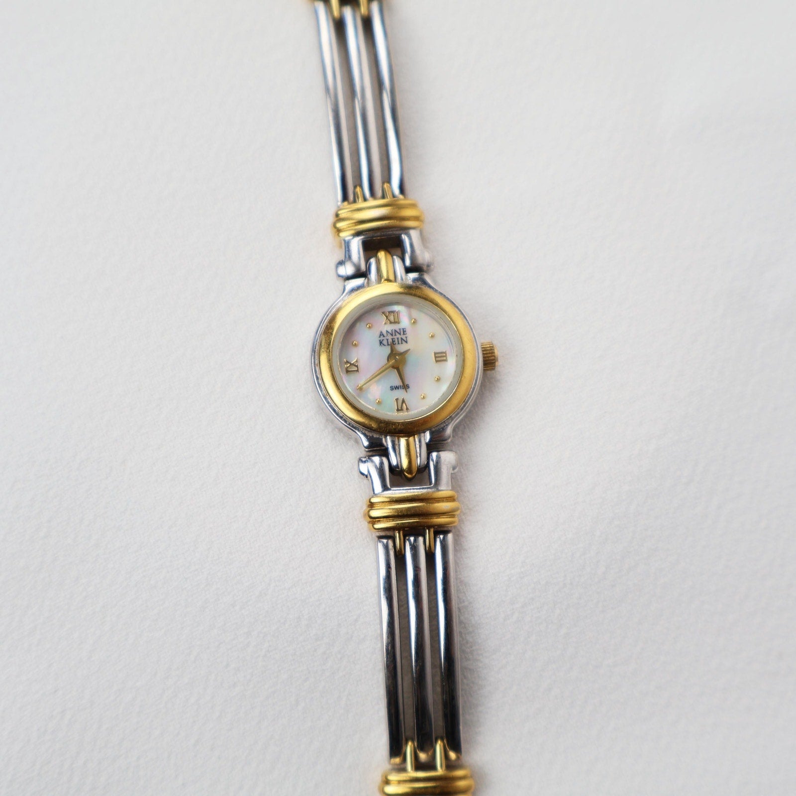 Vintage Anne Klein Two Tone Cocktail Watch with Opal Face