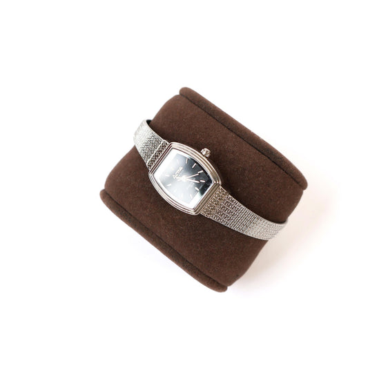 Vintage Silver Watch with Black "Rectangle" Face | ACTIVA