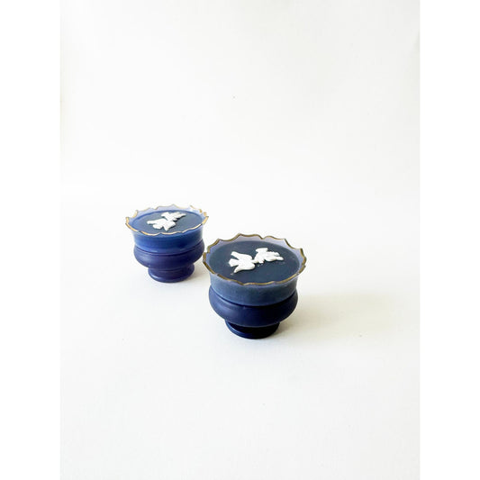 Vintage Empty Mini Trinket Box in Blue