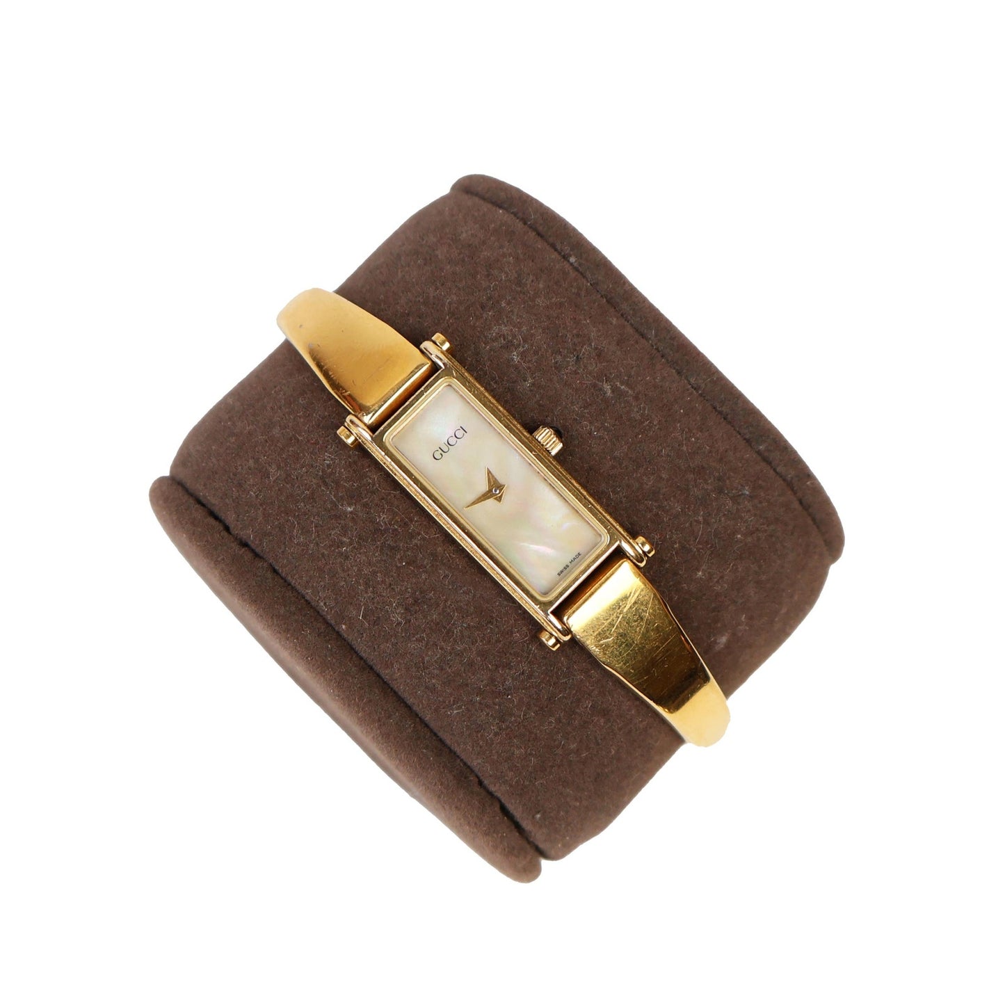 Vintage Gold Toned 1500L Bangle Watch with Mother of Pearl Face | GUCCI