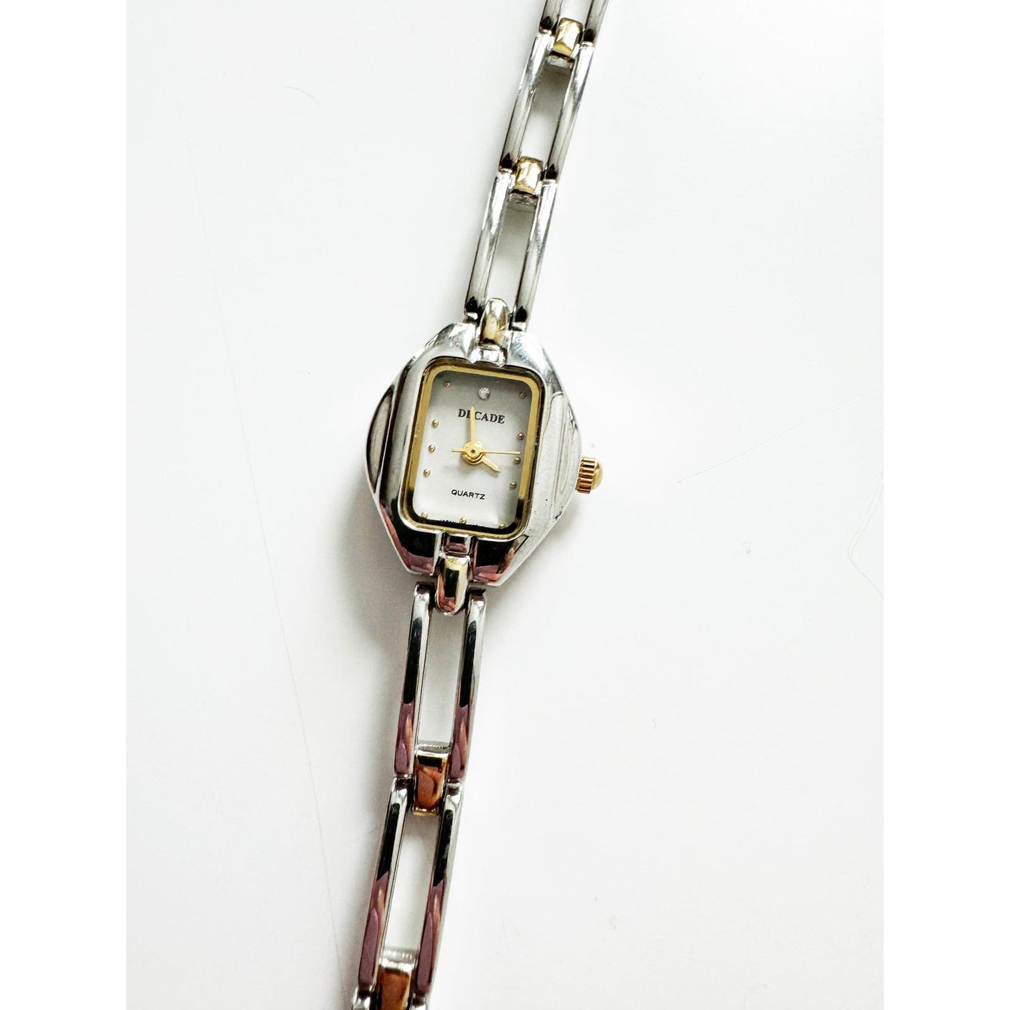 Vintage Two Tone Watch with Dimond Face Thin Band