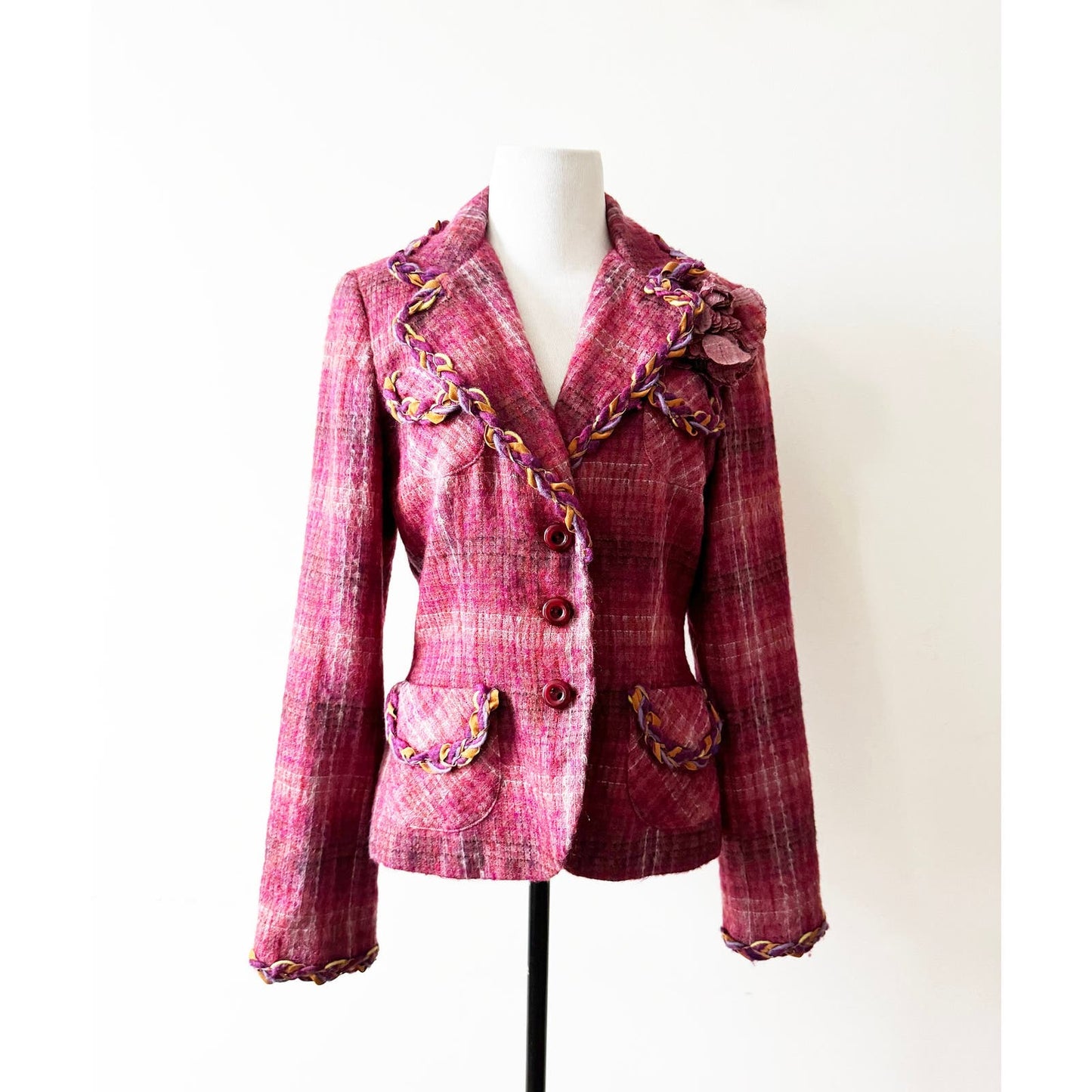 Y2k ANNA SUI Pink Wool and Mohair Blazer | Size US 8