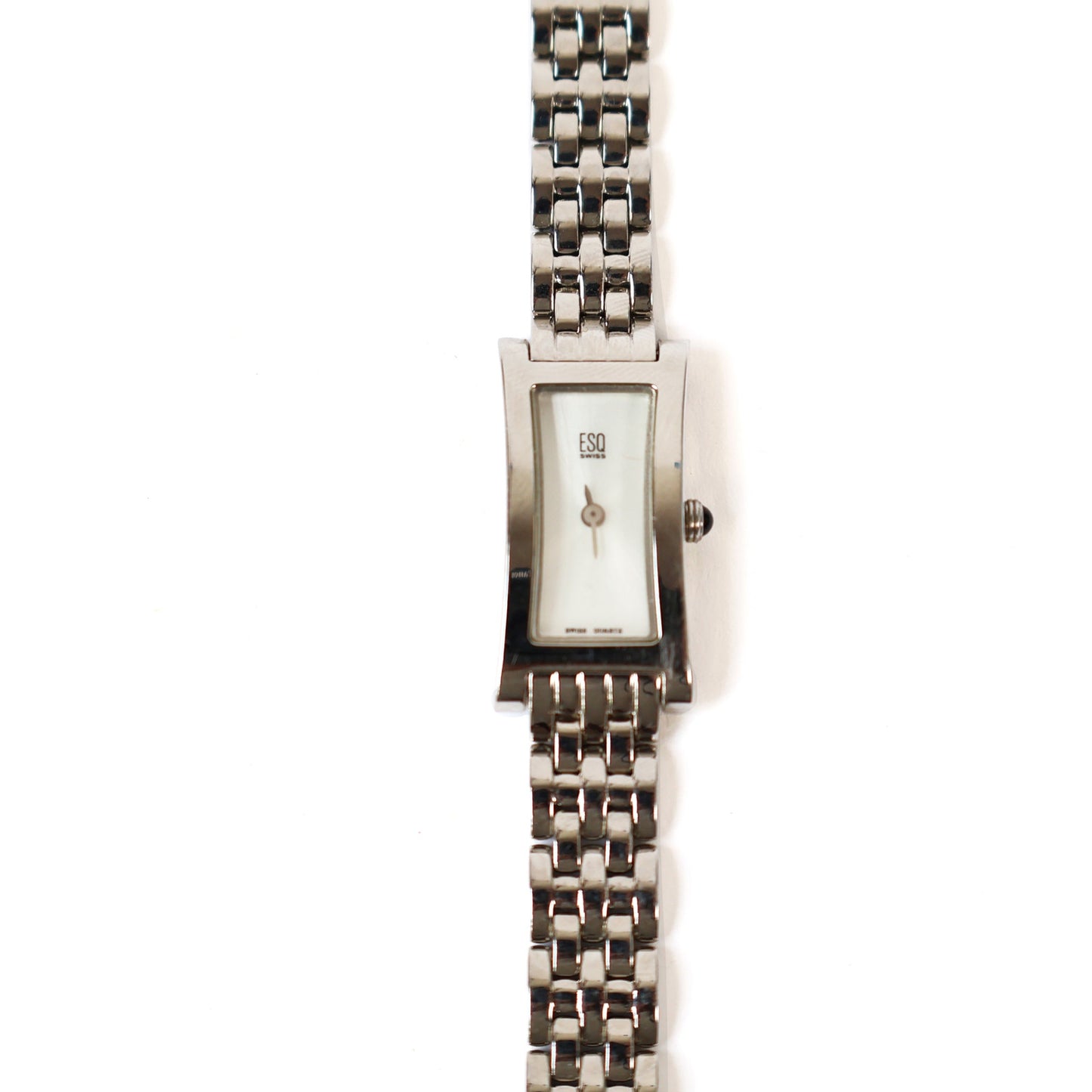 Vintage Silver Watch with Metallic Rectangle Face | ESO