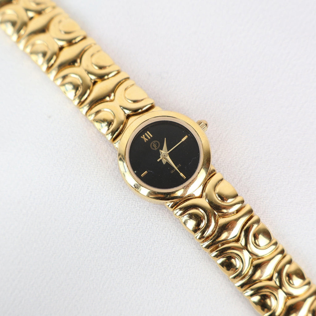 Vintage JF Black and Gold Watch