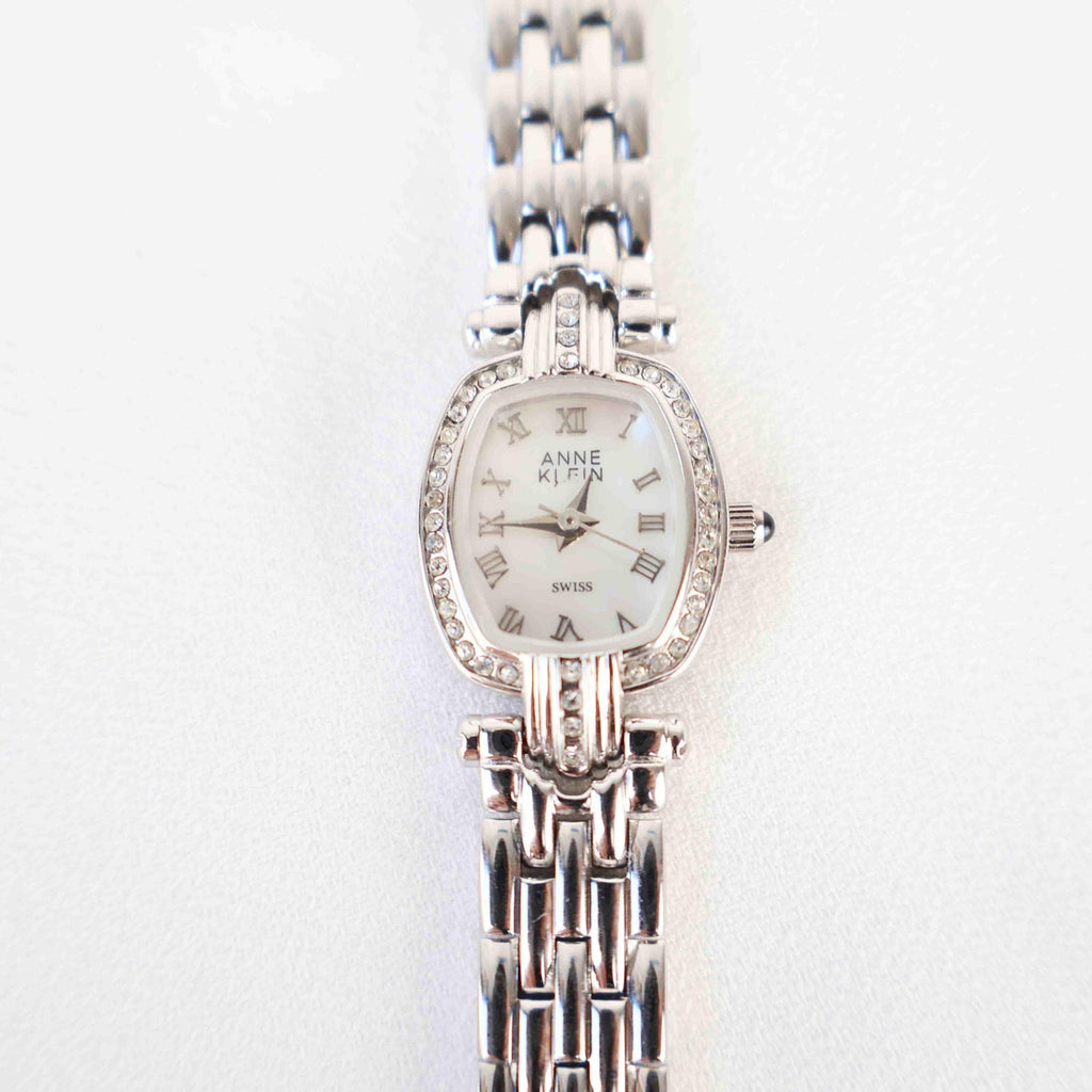 Vintage Anne Klein Watch with a Bedazzled Face - Silver Bracelet (Working Battery)