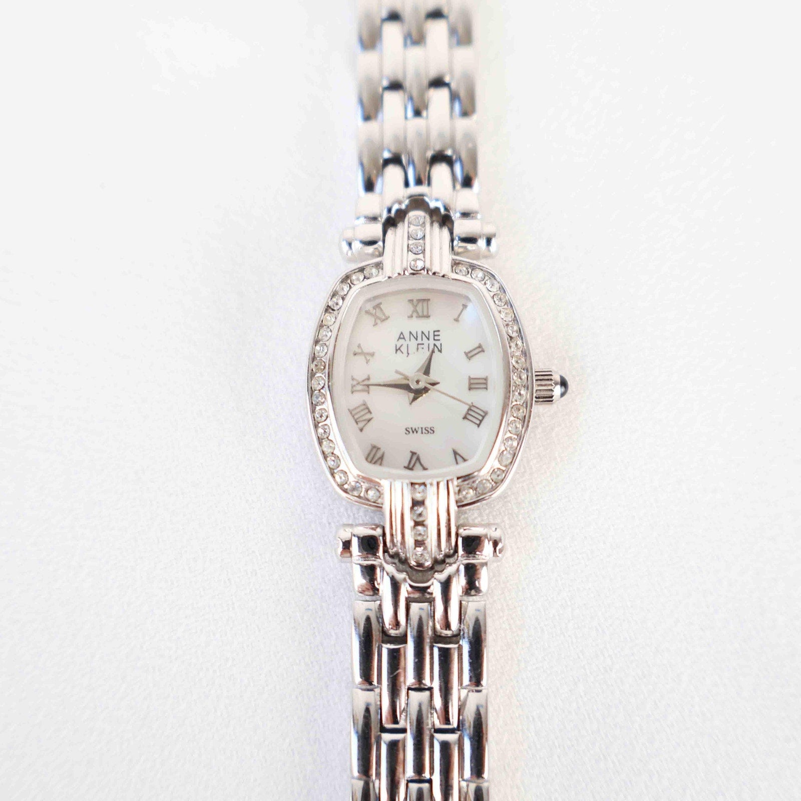 Vintage Anne Klein Watch with a Bedazzled Face - Silver Bracelet (Working Battery)