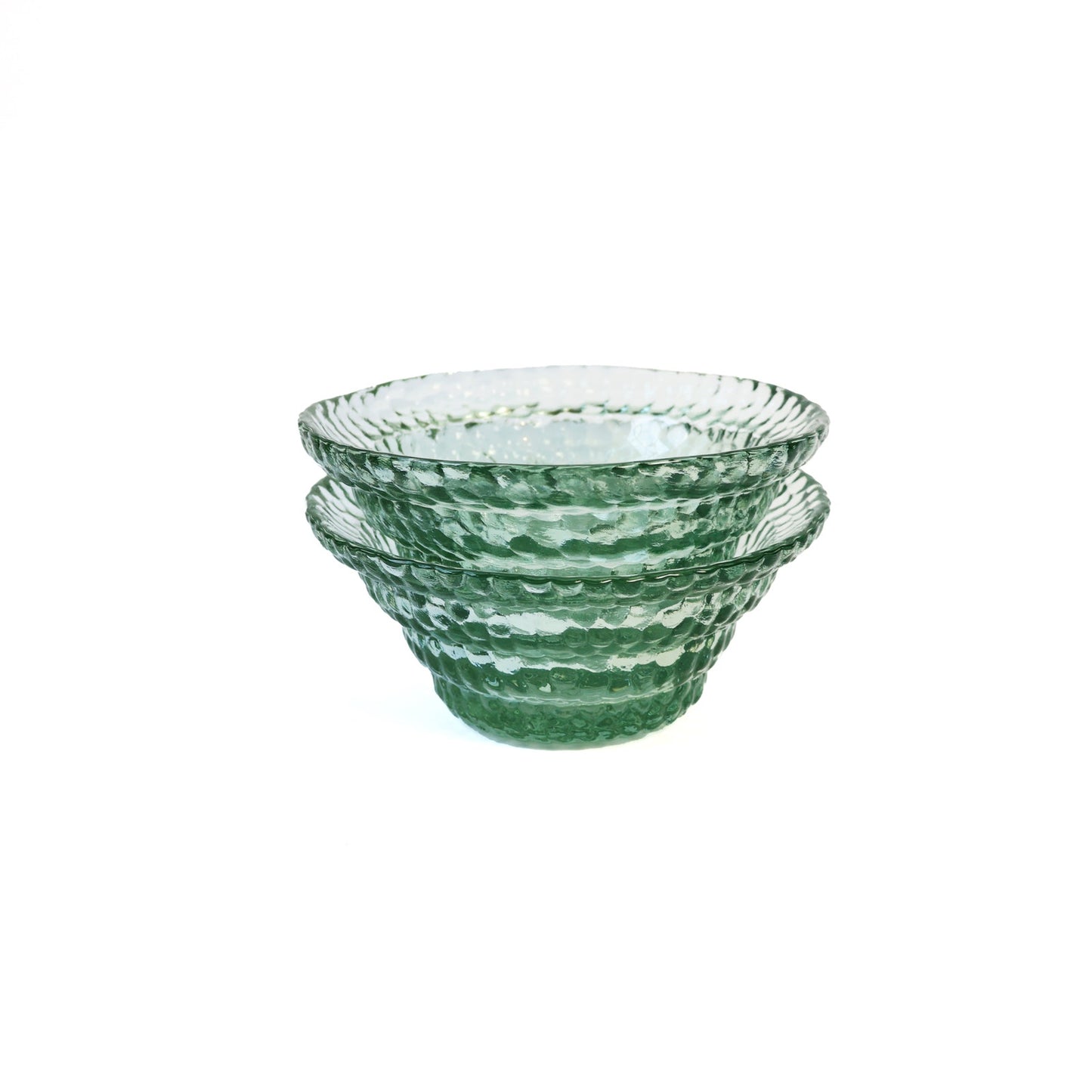 Vintage Textural Aqua Glass Bowls - Set of Two