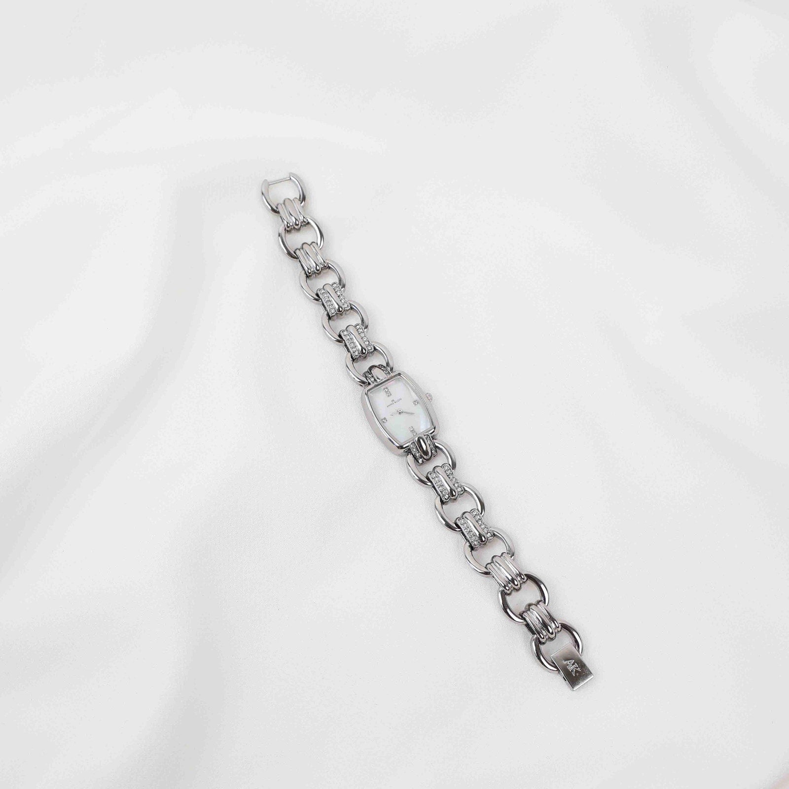 Vintage Anne Klein Rectangle Face Watch – Silver Tone Bracelet (Working Battery)