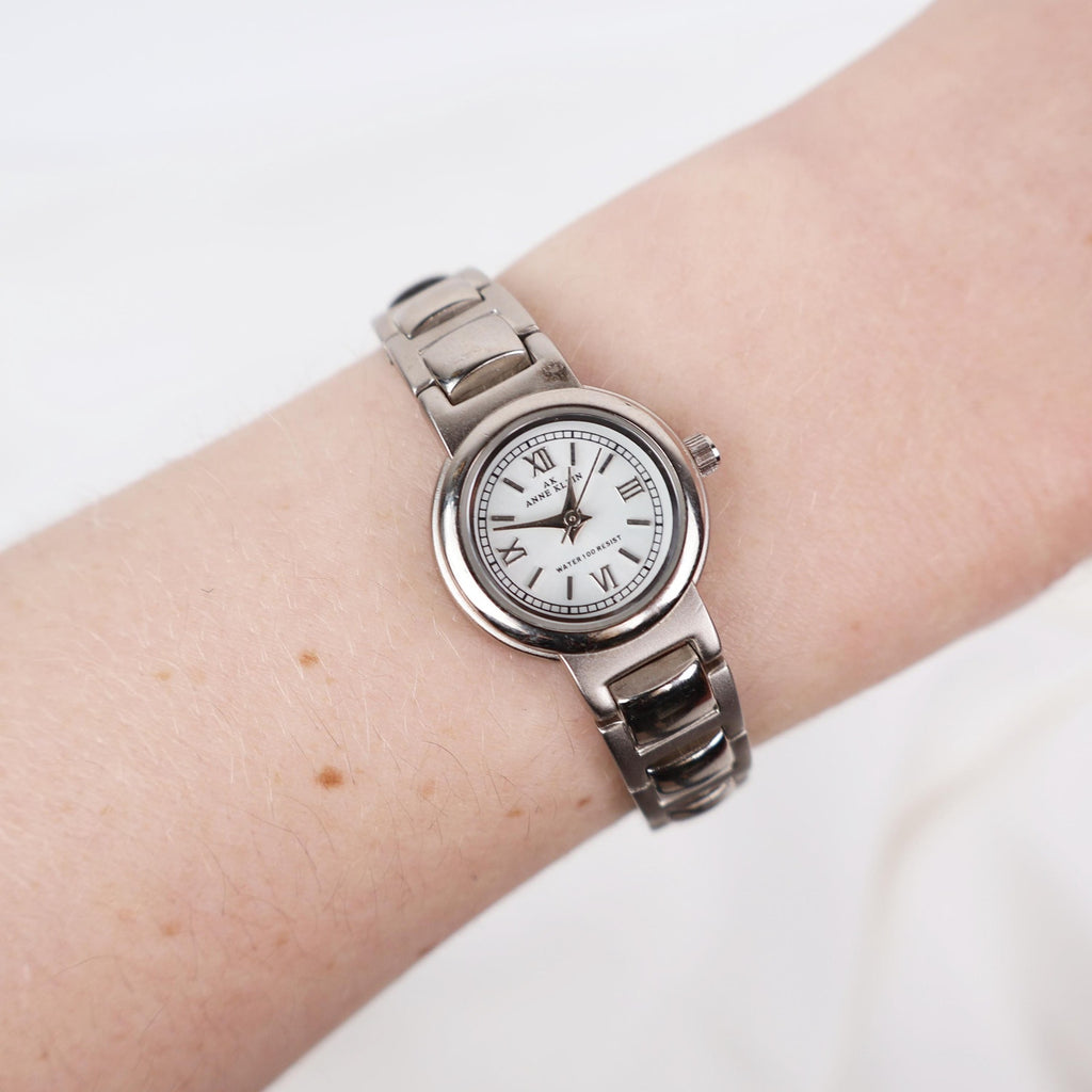 Vintage Silver Anne Klein Watch with Circle Face