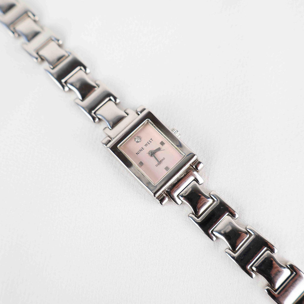 Vintage Nine West Square Face Watch – Silver Tone Bracelet (Working Battery)