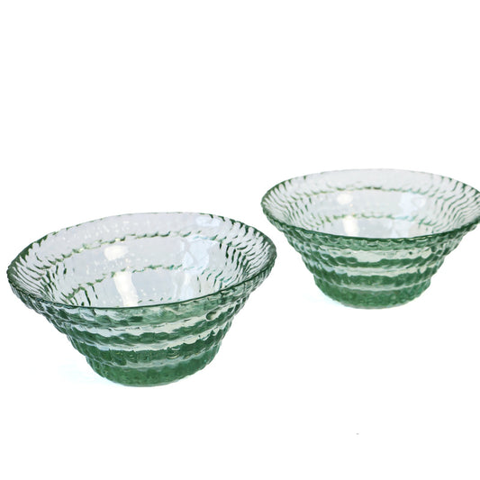 Vintage Textural Aqua Glass Bowls - Set of Two