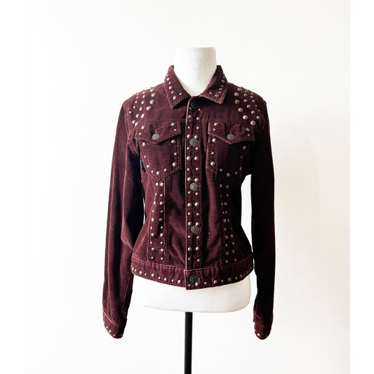 Y2k ANNA SUI Plum Corduroy Jacket with Studs | Size US 6